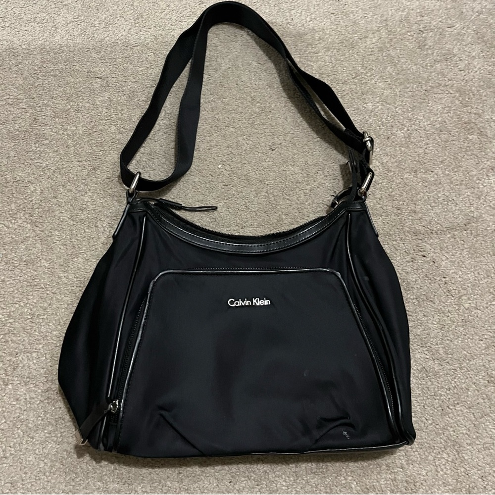 Calvin Klein Hobo Bag Black Pockets Zippers